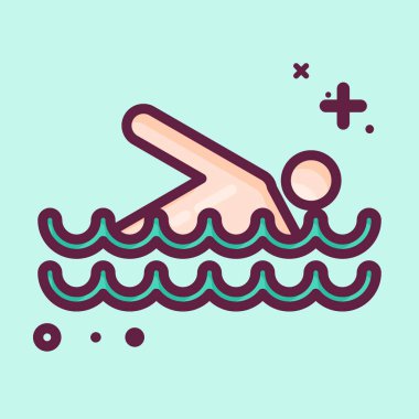 Icon Swimming. suitable for Summer symbol. MBE style. simple design editable. design template vector. simple illustration