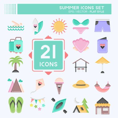Icon Set Summer. suitable for education symbol. flat style. simple design editable. design template vector. simple illustration