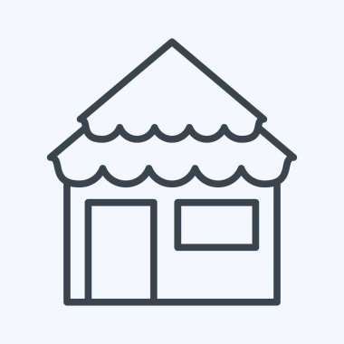 Icon Bungalow. suitable for Summer symbol. line style. simple design editable. design template vector. simple illustration