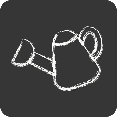 İkon Sulama Tenceresi. Bahçe sembolü için uygun. Tebeşir stili. Basit dizayn edilebilir. tasarım şablonu. Basit resimleme