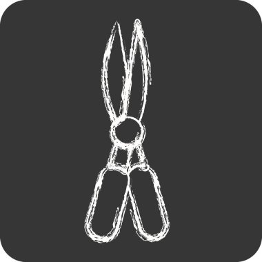 İkon bahçesi makası. Bahçe sembolü için uygun. Tebeşir stili. Basit dizayn edilebilir. tasarım şablonu. Basit resimleme