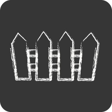 İkon Çit. Bahçe sembolü için uygun. Tebeşir stili. Basit dizayn edilebilir. tasarım şablonu. Basit resimleme