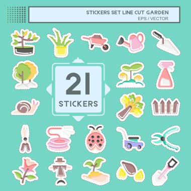 Sticker line cut Set Garden. suitable for Garden symbol. simple design editable. design template vector. simple illustration