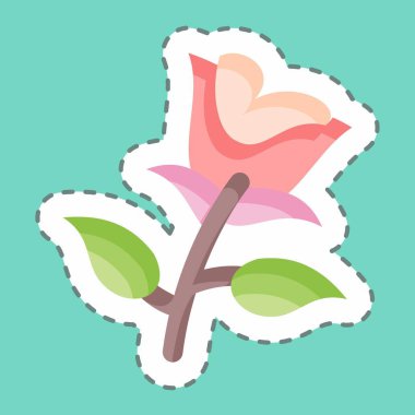 Sticker line cut Rose. suitable for Garden symbol. simple design editable. design template vector. simple illustration