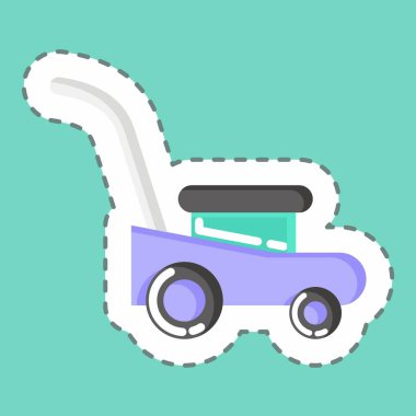 Sticker line cut Mower. suitable for Garden symbol. simple design editable. design template vector. simple illustration