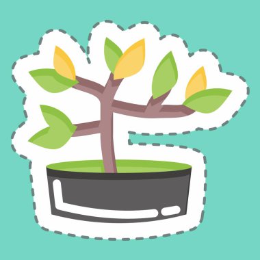 Sticker line cut Bonsai. suitable for Garden symbol. simple design editable. design template vector. simple illustration