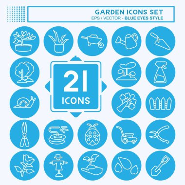 Icon Set Garden. suitable for Garden symbol. blue eyes style. simple design editable. design template vector. simple illustration