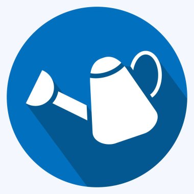 Icon Watering Pot. suitable for Garden symbol. long shadow style. simple design editable. design template vector. simple illustration