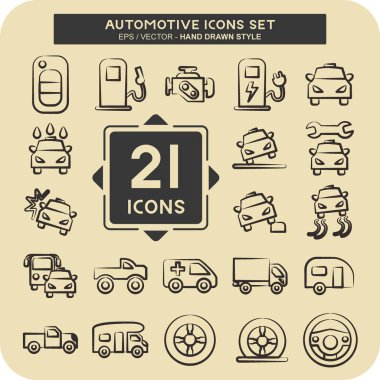 Simge Ayarlı Otomotiv. Eğitim sembolü için uygun. El çizimi tarzı. Basit tasarım düzenlenebilir