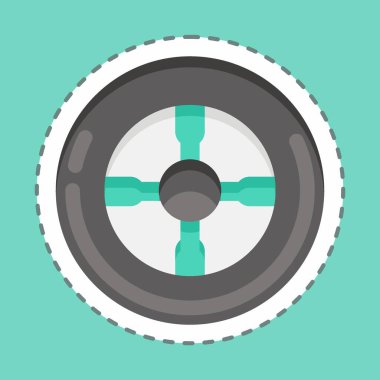 Sticker line cut Tire. suitable for Automotive symbol. simple design editable. design template vector. simple illustration