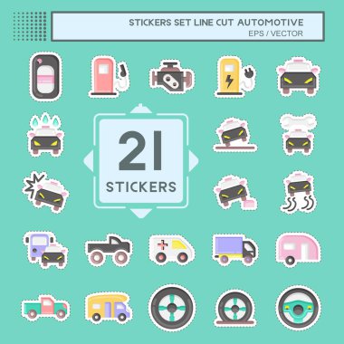 Sticker line cut Set Automotive. suitable for education symbol. simple design editable. design template vector. simple illustration