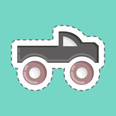 Sticker line cut Monster Car. suitable for Automotive symbol. simple design editable. design template vector. simple illustration