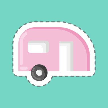 Sticker line cut caravan. suitable for Automotive symbol. simple design editable. design template vector. simple illustration