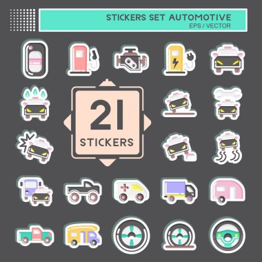 Sticker Set Automotive. suitable for education symbol. simple design editable. design template vector. simple illustration