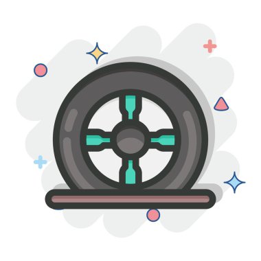 Icon Tire Flat. suitable for Automotive symbol. comic Style. simple design editable. design template vector. simple illustration