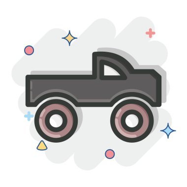 Icon Monster Car. suitable for Automotive symbol. comic Style. simple design editable. design template vector. simple illustration