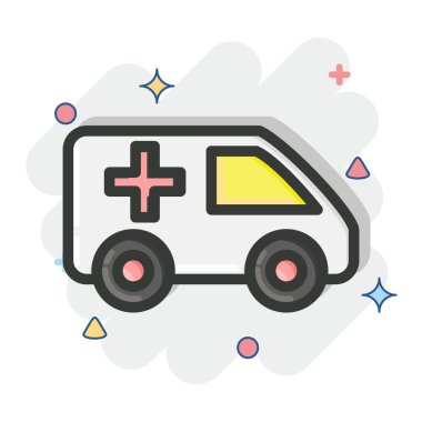 Icon Ambulance. suitable for Automotive symbol. comic Style. simple design editable. design template vector. simple illustration