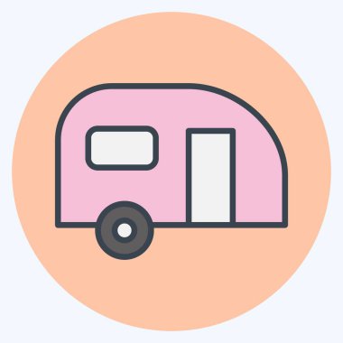Icon caravan. suitable for Automotive symbol. color mate style. simple design editable. design template vector. simple illustration