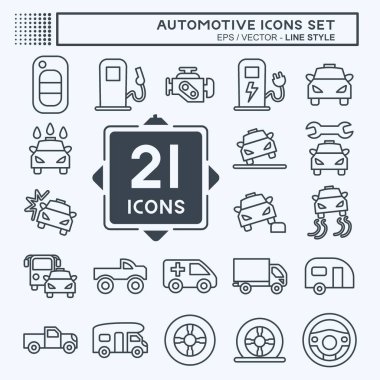 Icon Set Automotive. suitable for education symbol. line style. simple design editable. design template vector. simple illustration