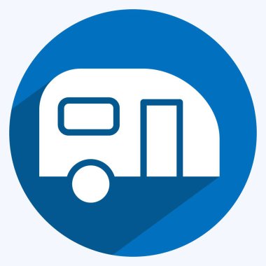 Icon caravan. suitable for Automotive symbol. long shadow style. simple design editable. design template vector. simple illustration