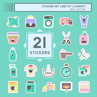 Sticker line cut Set Laundry. related to Laundry symbol. simple design editable. simple illustration, good for prints
