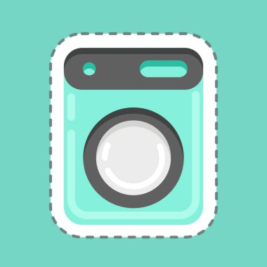 Sticker line cut Dryer. related to Laundry symbol. simple design editable. simple illustration, good for prints
