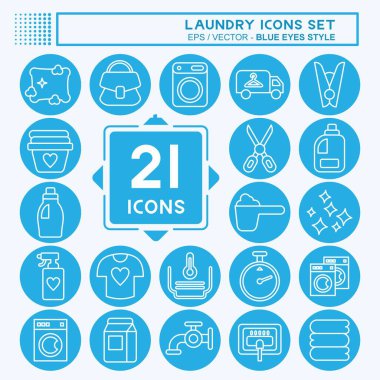 Icon Set Laundry. related to Laundry symbol. blue eyes style. simple design editable. simple illustration, good for prints
