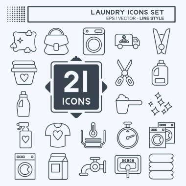 Icon Set Laundry. related to Laundry symbol. line style. simple design editable. simple illustration, good for prints
