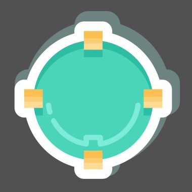 Çıkartma Çemberi. Grafik Tasarım Araçları sembolüyle ilgili. Basit dizayn edilebilir. Basit bir çizim. basit vektör
