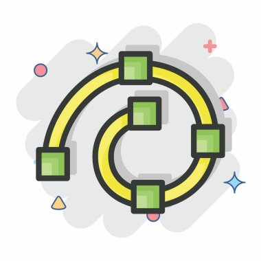 Simge çizimi sarmalı. Grafik Tasarım Araçları sembolüyle ilgili. Çizgi roman tarzı. Basit dizayn edilebilir. Basit bir çizim. Basit vektör simgeleri