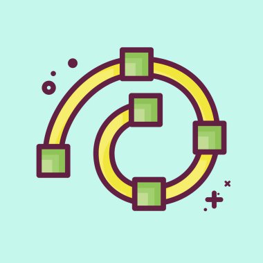 Simge çizimi sarmalı. Grafik Tasarım Araçları sembolüyle ilgili. MBE tarzı. Basit dizayn edilebilir. Basit bir çizim. Basit vektör simgeleri