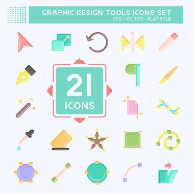 Icon Set Graphic Design Tools. related to Graphic Design Tools symbol. flat style. simple design editable. simple illustration