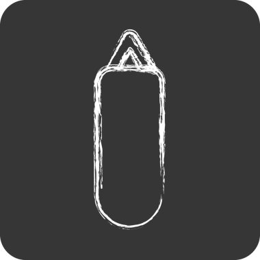 Kum Torbası. Dövüş sporları sembolüyle ilgili. Tebeşir stili. Basit tasarım düzenleme. Boks.