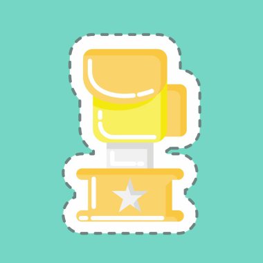 Etiket kesme kupası. Dövüş sporları sembolüyle ilgili. Basit dizayn edilebilir. Basit bir resim. Boks.