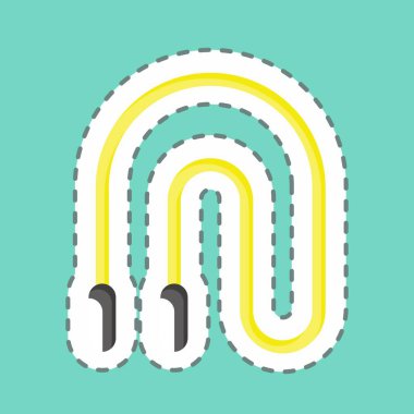 Etiket şeridi Atlama İpi 'ni kesti. Dövüş sporları sembolüyle ilgili. Basit dizayn edilebilir. Basit bir resim. Boks.