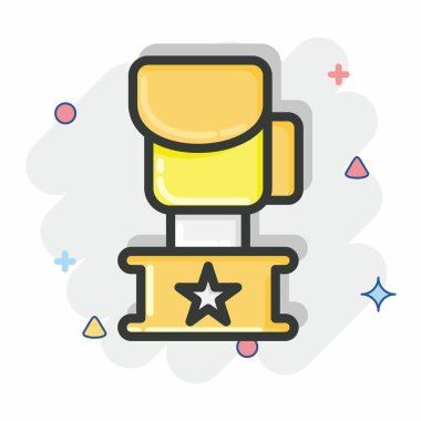 Simge Kupası. Dövüş sporları sembolüyle ilgili. Çizgi roman tarzı. Basit dizayn edilebilir. Basit bir resim. Boks.