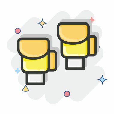 İkon Boks Eldiveni. Dövüş sporları sembolüyle ilgili. Çizgi roman tarzı. Basit dizayn edilebilir. Basit bir resim. Boks.