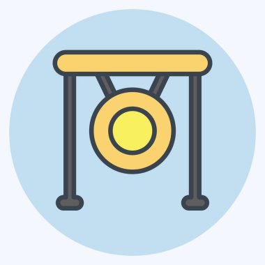 Icon Gong 'da. Dövüş sporları sembolüyle ilgili. renk arkadaşı stili. Basit dizayn edilebilir. Basit bir resim. Boks.