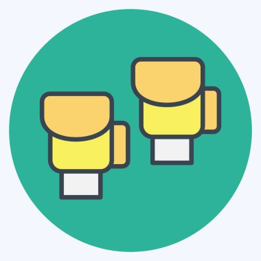 İkon Boks Eldiveni. Dövüş sporları sembolüyle ilgili. renk arkadaşı stili. Basit dizayn edilebilir. Basit bir resim. Boks.