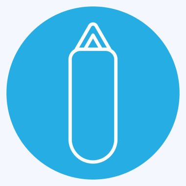 Kum Torbası. Dövüş sporları sembolüyle ilgili. Mavi gözlü. Basit dizayn edilebilir. Basit bir resim. Boks.