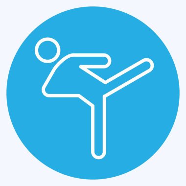 Simge Tekmesi. Dövüş sporları sembolüyle ilgili. Mavi gözlü. Basit dizayn edilebilir. Basit bir resim. Boks.