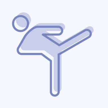 Simge Tekmesi. Dövüş sporları sembolüyle ilgili. İki ton stili. Basit dizayn edilebilir. Basit bir resim. Boks.