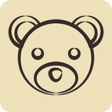 Simge Ayısı. Hayvan kafası sembolüyle ilgili. El çizimi tarzı. Basit tasarım düzenlenebilir