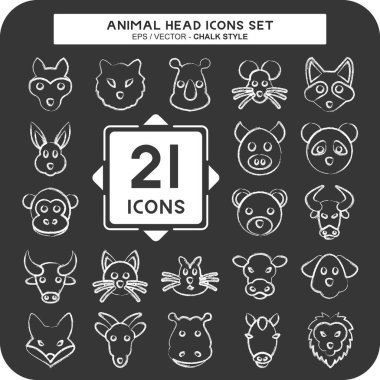 Hayvan Kafası İkonası. Hayvan kafası sembolüyle ilgili. Tebeşir stili. Basit tasarım düzenlenebilir
