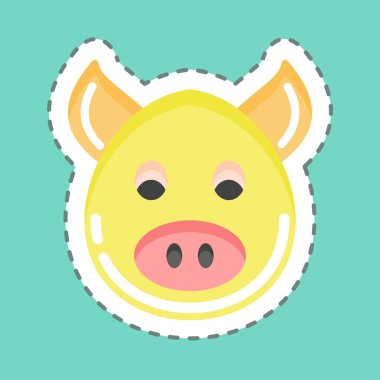 Çıkartma çizgisi Pig 'i kesti. Hayvan kafası sembolüyle ilgili. Basit dizayn edilebilir. Basit bir çizim. Şirin. eğitim
