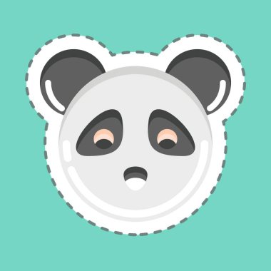 Çıkartma çizgisi Panda 'yı kesti. Hayvan kafası sembolüyle ilgili. Basit dizayn edilebilir. Basit bir çizim. Şirin. eğitim