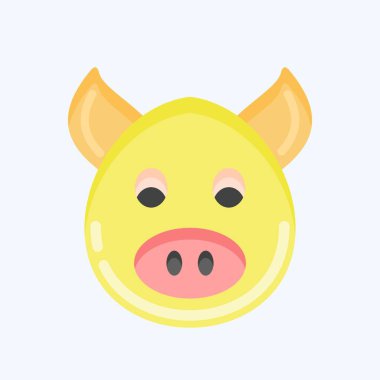 Simge domuzu. Hayvan kafası sembolüyle ilgili. Düz stil. Basit dizayn edilebilir. Basit bir çizim. Şirin. eğitim