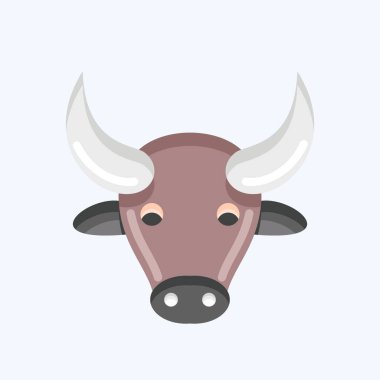 Icon Buffalo. Hayvan kafası sembolüyle ilgili. Düz stil. Basit dizayn edilebilir. Basit bir çizim. Şirin. eğitim