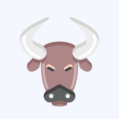 Simge Bizon. Hayvan kafası sembolüyle ilgili. Düz stil. Basit dizayn edilebilir. Basit bir çizim. Şirin. eğitim