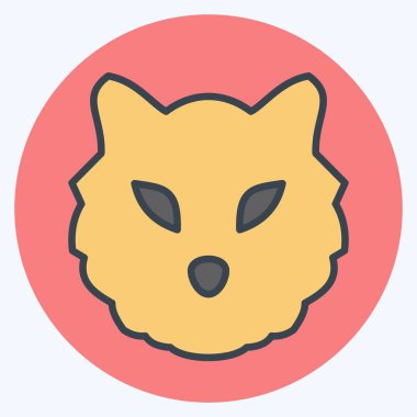 İkon Kaplan. Hayvan kafası sembolüyle ilgili. renk arkadaşı stili. Basit dizayn edilebilir. Basit bir çizim. Şirin. eğitim